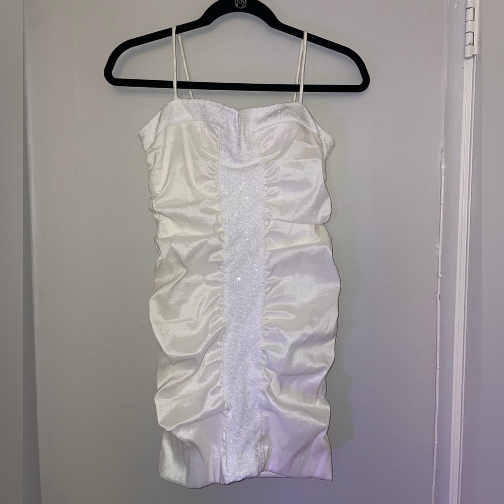 White scrunch dress